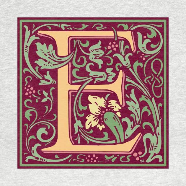 William Morris Vintage Letter E by MatchbookGraphics